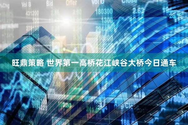 旺鼎策略 世界第一高桥花江峡谷大桥今日通车