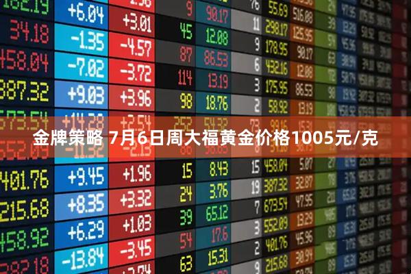金牌策略 7月6日周大福黄金价格1005元/克